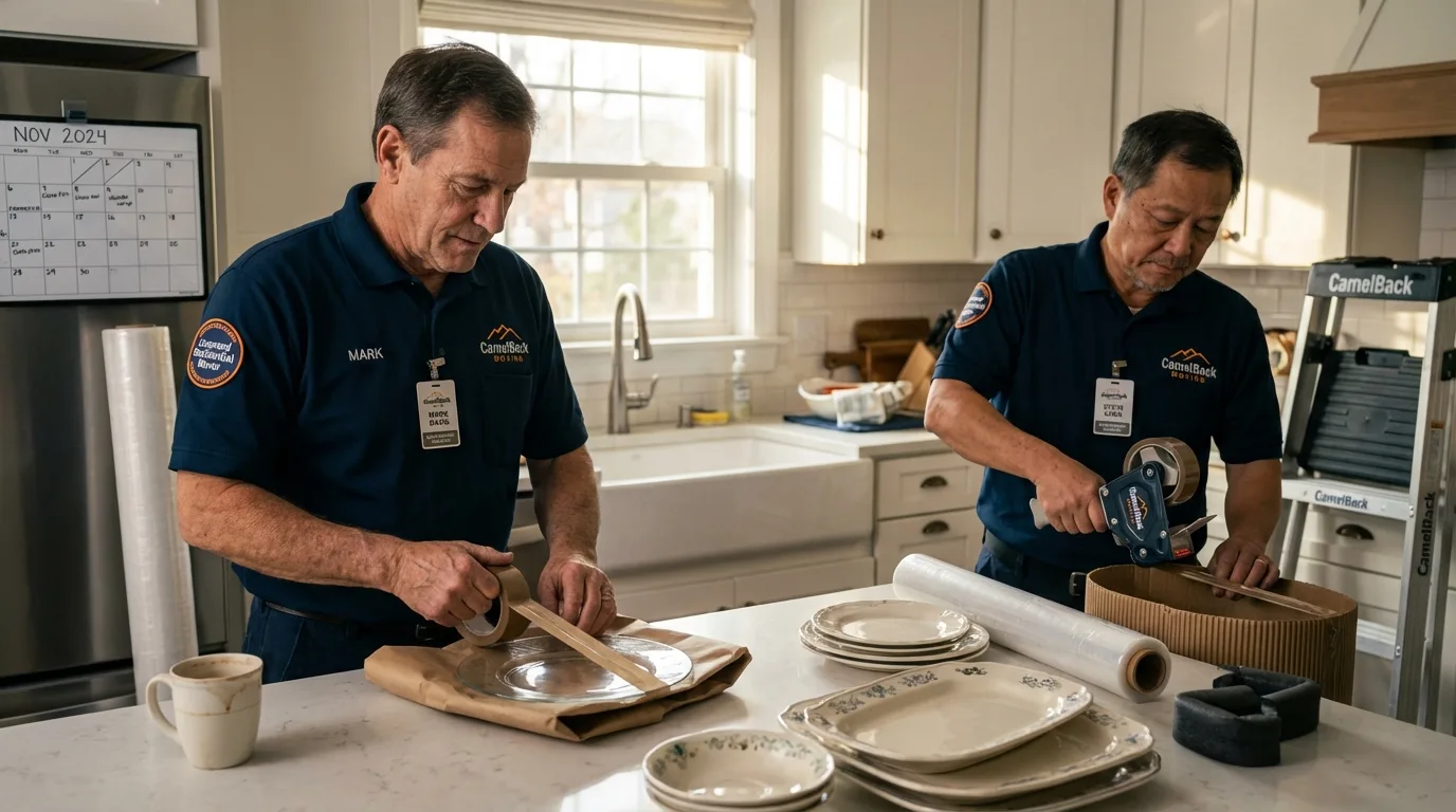 Professional crew packing kitchen dishware in Midland, PA